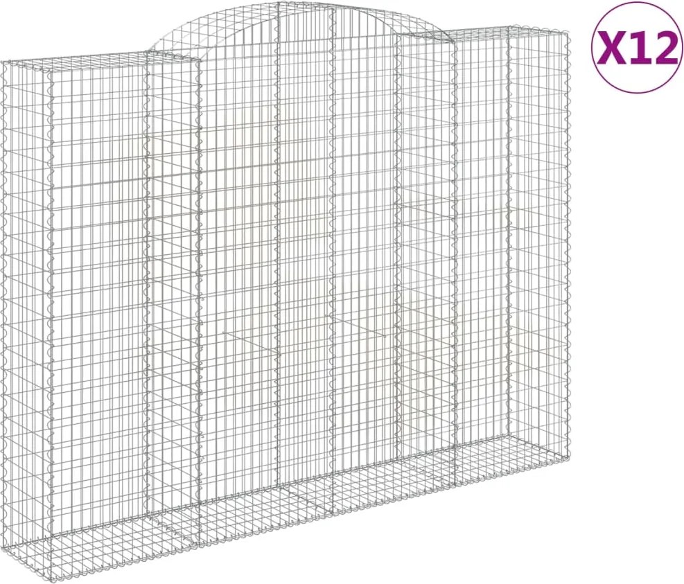 vidaXL Coșuri gabion arcuite, 12 buc 300x50x220/240cm, fier galvanizat