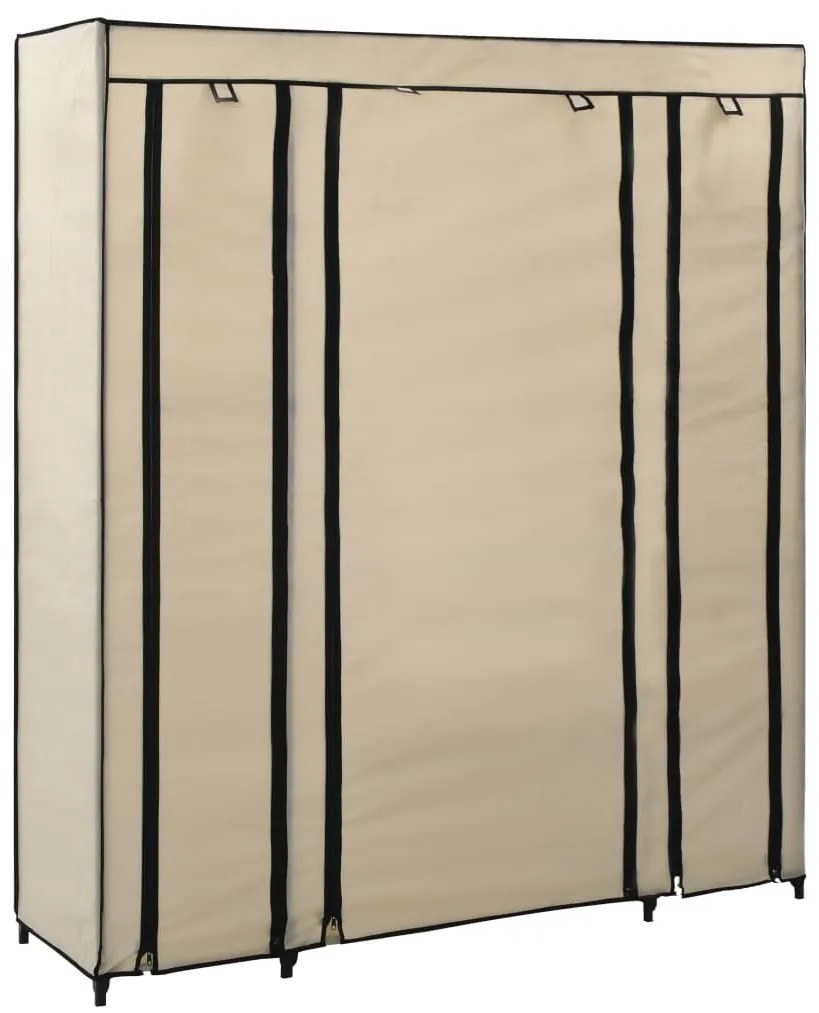 Sifonier cu bare si compartimente, crem, 150x45x176 cm, textil Crem, 1