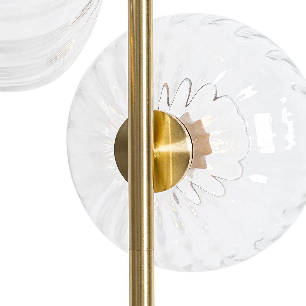 Lampa de podea Art Deco aurie cu sticlă cu 3 lumini - Ayesha