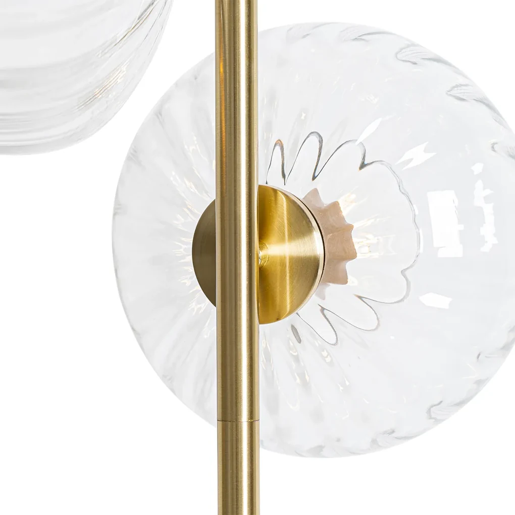 Lampa de podea Art Deco aurie cu sticlă cu 3 lumini - Ayesha