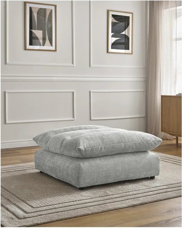 Taburet gri deschis cu tapițerie din chenille Neil – Bobochic Paris