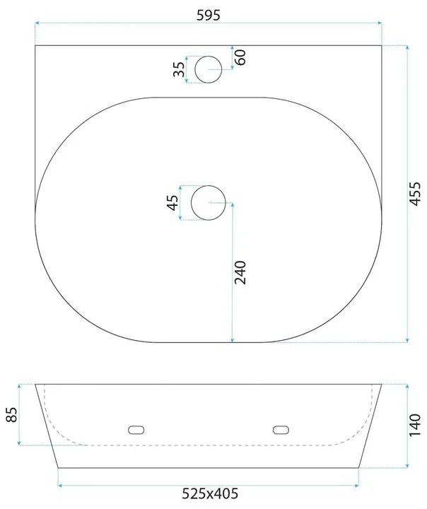 Lavoar ceramic pentru blat REA Kim 60