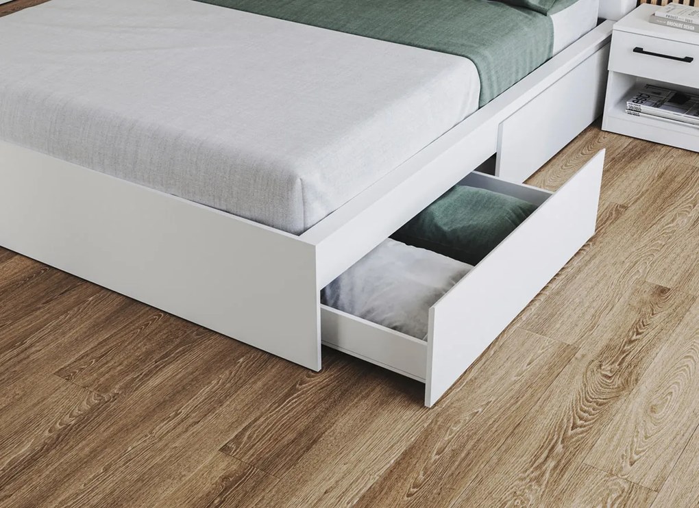 Set dormitor alb pat tapitat - Blanco - Configuratia 21