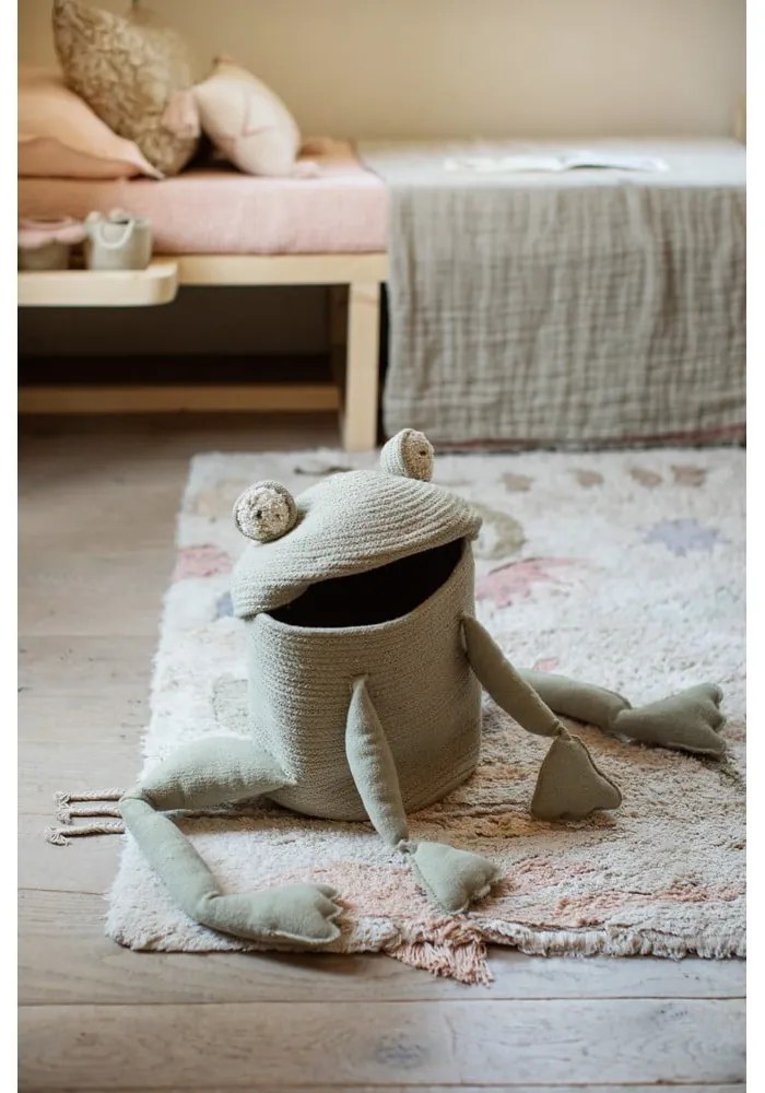 Coș de jucării pentru copii verde deschis din material textil ø 23x35 cm Fred the Frog – Lorena Canals