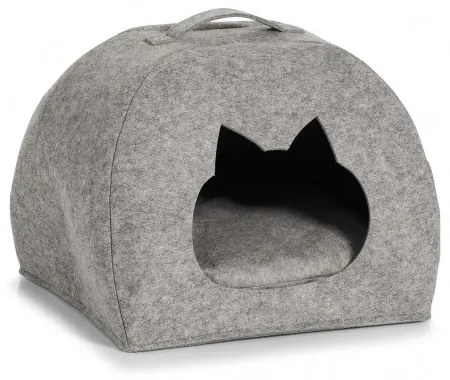 Cort de joaca pentru pisici, din pasla, Tipi Cat Gri Deschis, L45xl38xH34,5-37,5 cm
