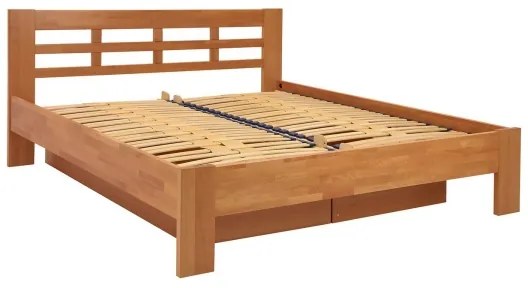 Pat dublu din lemn masiv cu spațiu de depozitare ANGELA 180x200 cm nuc