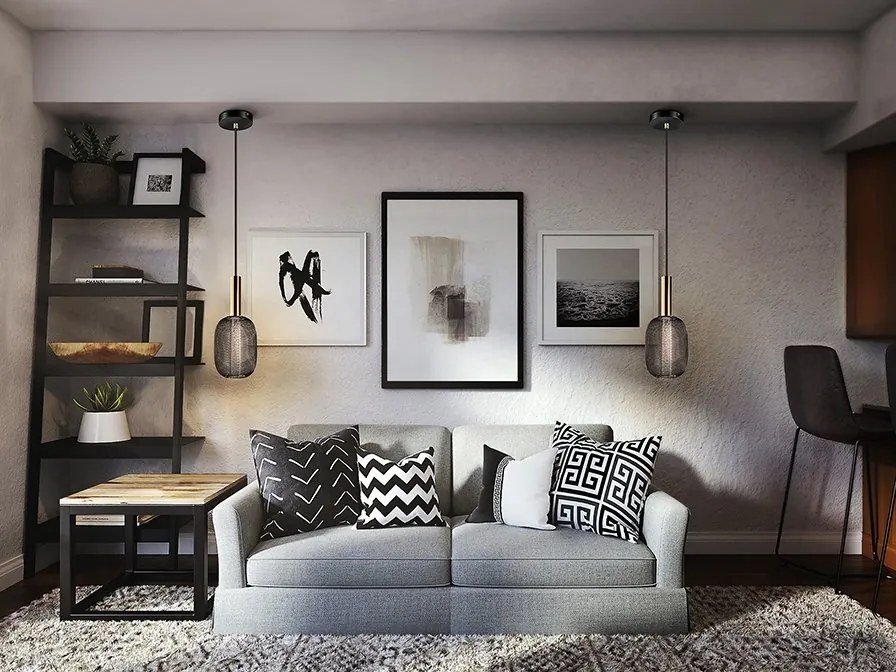 Pendul LED design modern Micron negru/auriu