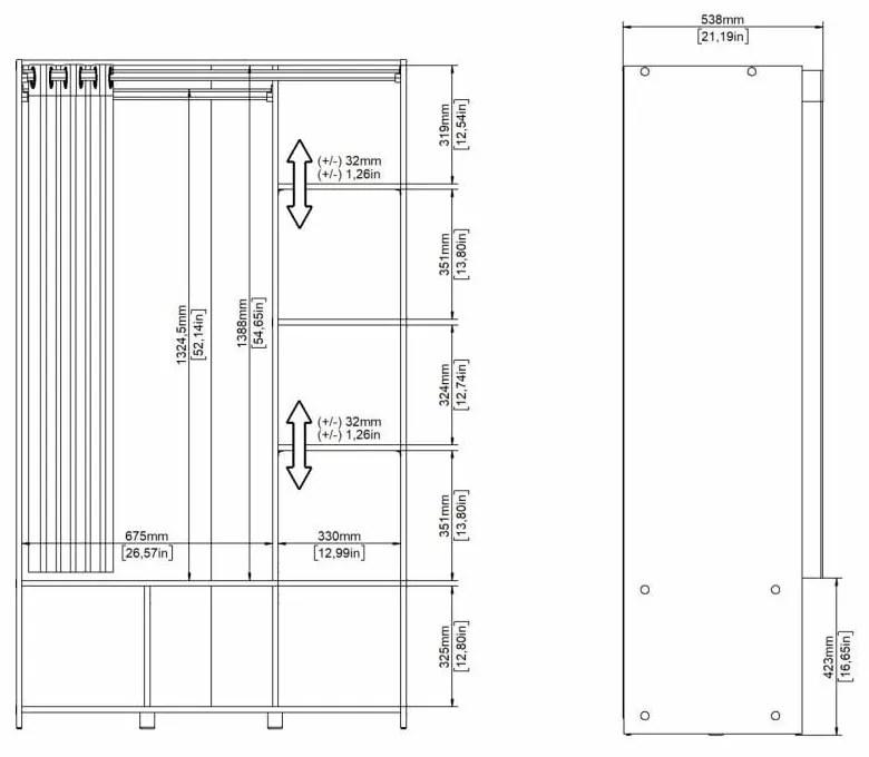 Șifonier alb/gri 105x180 cm Kit – Tvilum