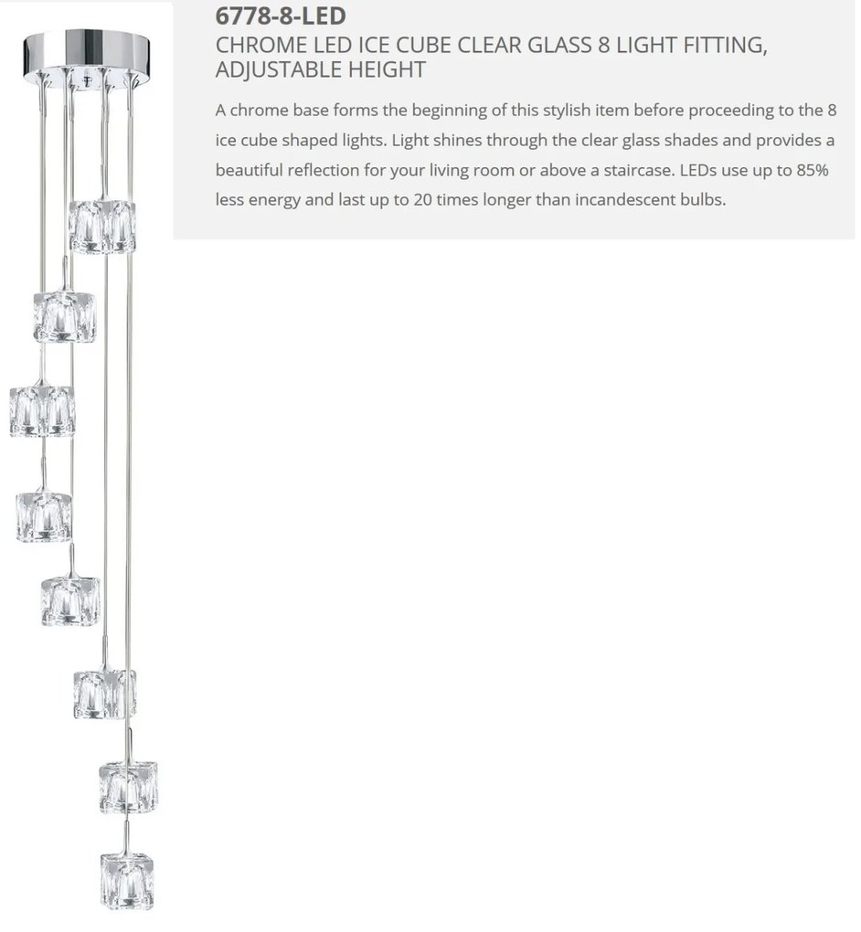 Lustra LED design modern Ice Cube H-116cm 6778-8-LED SRT