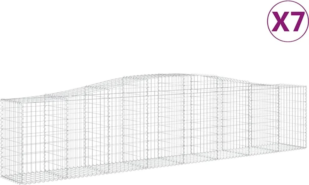 vidaXL Coșuri gabion arcuite 7 buc, 400x50x80/100 cm, fier galvanizat
