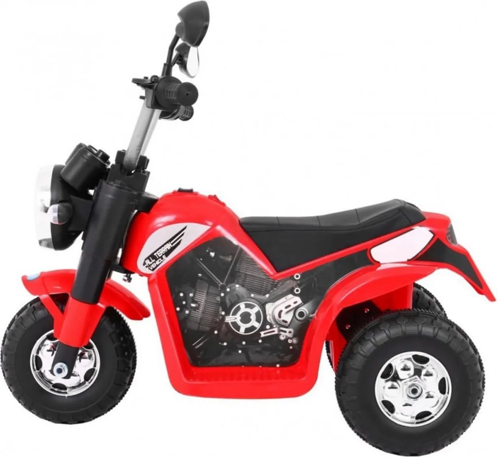Motocicleta Electrica cu Acumulator Pentru Copii NOVOKIDS™ Mini Chopper, 2-5 ani, max 20 kg, Cu Sunete si Lumini, Trotineta Electrica, 3 Roti, MERS