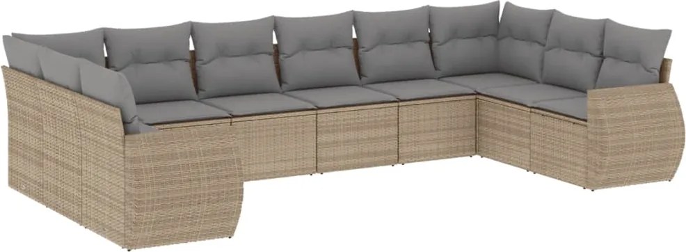 vidaXL Set canapele de grădină cu perne, 10 piese, bej, poliratan