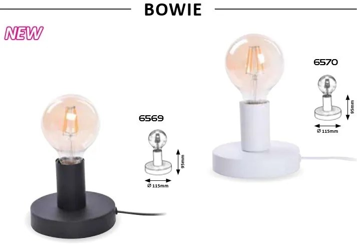 Veioza, lampa de masa design industrial Bowie alb 6570 RX