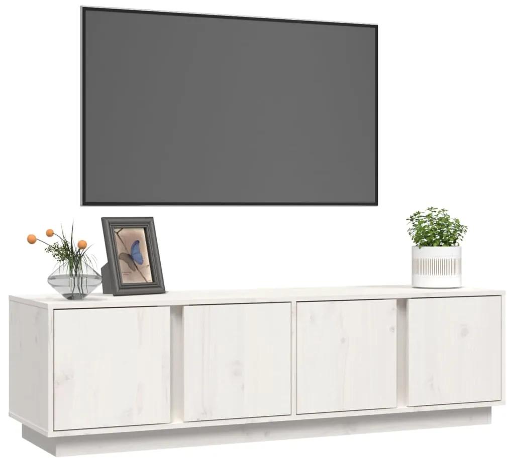 Comoda TV, alb, 140x40x40 cm, lemn masiv de pin