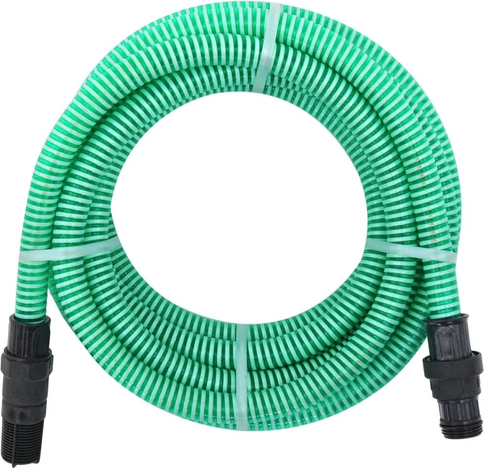 vidaXL Furtun de aspirație cu racorduri din PVC, verde 1,1" 4 m, PVC