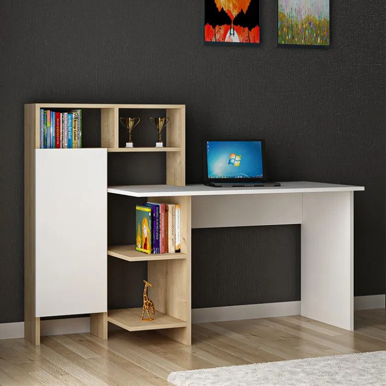 Birou Slate Alb - Oak 120x60x112 cm