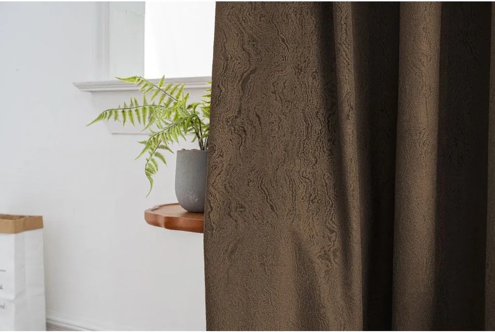 Draperie opaca DUNES VELVET 140x250 cm, maro Agatat: Inele metalice