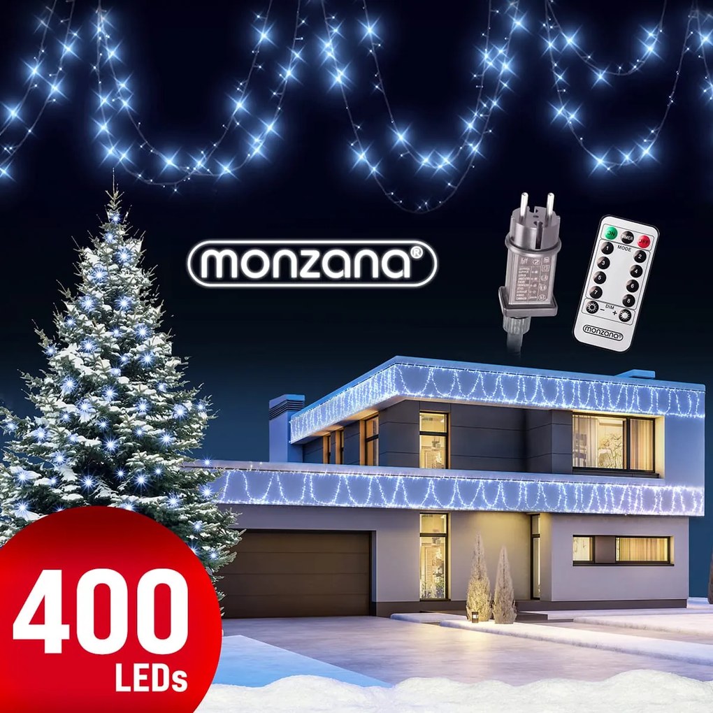 Șir luminos de Crăciun SIMPLE, 40m, alb rece Monzana