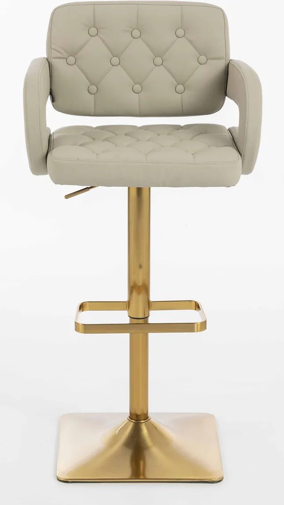 HR8403KW Scaun Ecru Piele Ecologica Premium Soft cu Bază Aurie