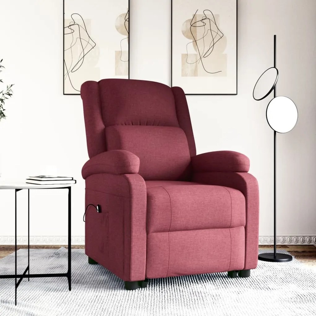 3110972 vidaXL Fotoliu cu ridicare, roșu vin, material textil