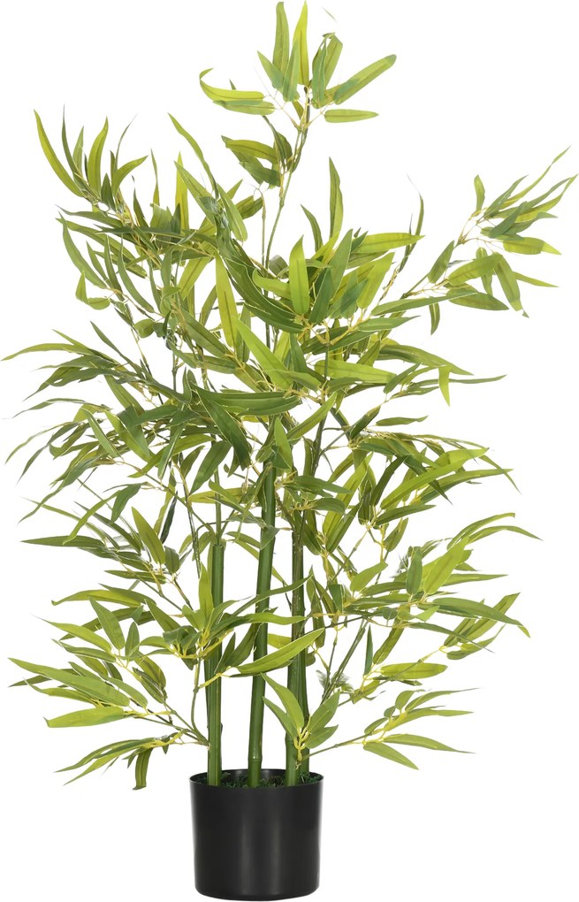 HOMCOM Plantă Artificială de Bambus Înaltă de 90 cm cu 504 Frunze din PEVA și PP Verde cu Ghiveci de Ciment Ø15x12.5 cm | Aosom Romania