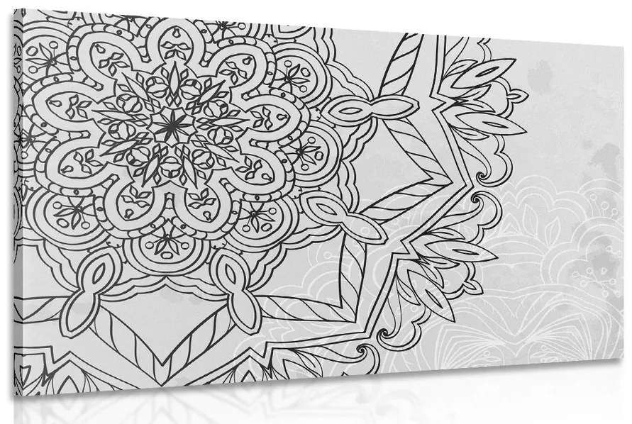 Tablou Mandala în motiv de iarnă în design alb-negru
