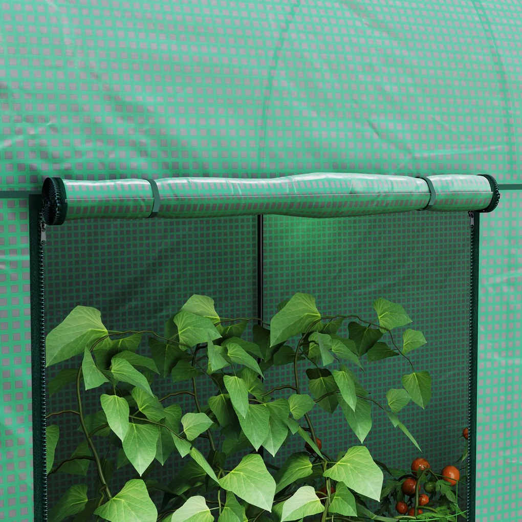 Outsunny Seră de grădină 2 m² dim. 2L x 1l x 1,78H m 2 Uși cu fermoar rulabile Oțel PE Densitate înaltă 140 g/m² Anti-UV alb | Aosom Romania