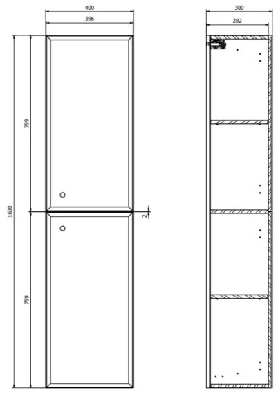 Cersanit S1021-012 - Dulap suspendat pentru baie MILLE 160x40 cm, mentă