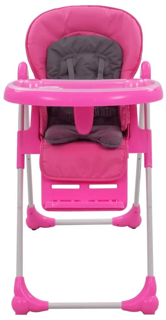 10186 vidaXL Scaun de masă înalt pentru copii, roz și gri