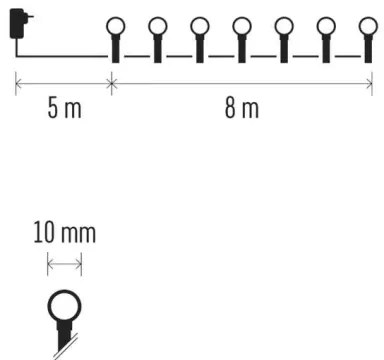 Ghirlandă LED de exterior pentru Crăciun, 80xLED/8 funcții, 13m, multicolor, IP44