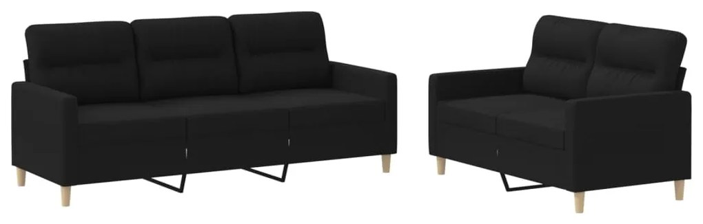3201604 vidaXL Set de canapele cu perne, 2 piese, negru, textil