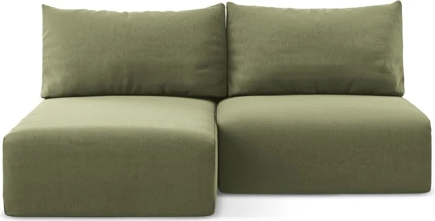 Colțar verde extensibil/cu spațiu de depozitare cu tapițerie din catifea (cu colț pe partea stângă/cu șezlong) Kalena – Makamii