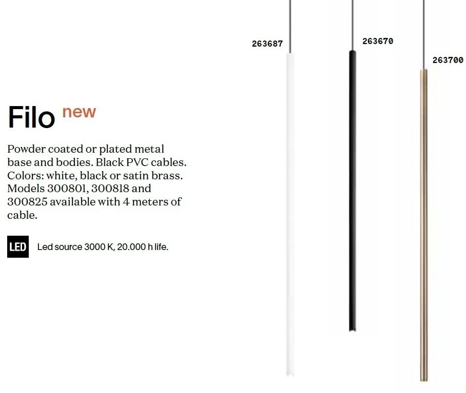 Pendul LED stil minimalist Filo sp1 long wire alb
