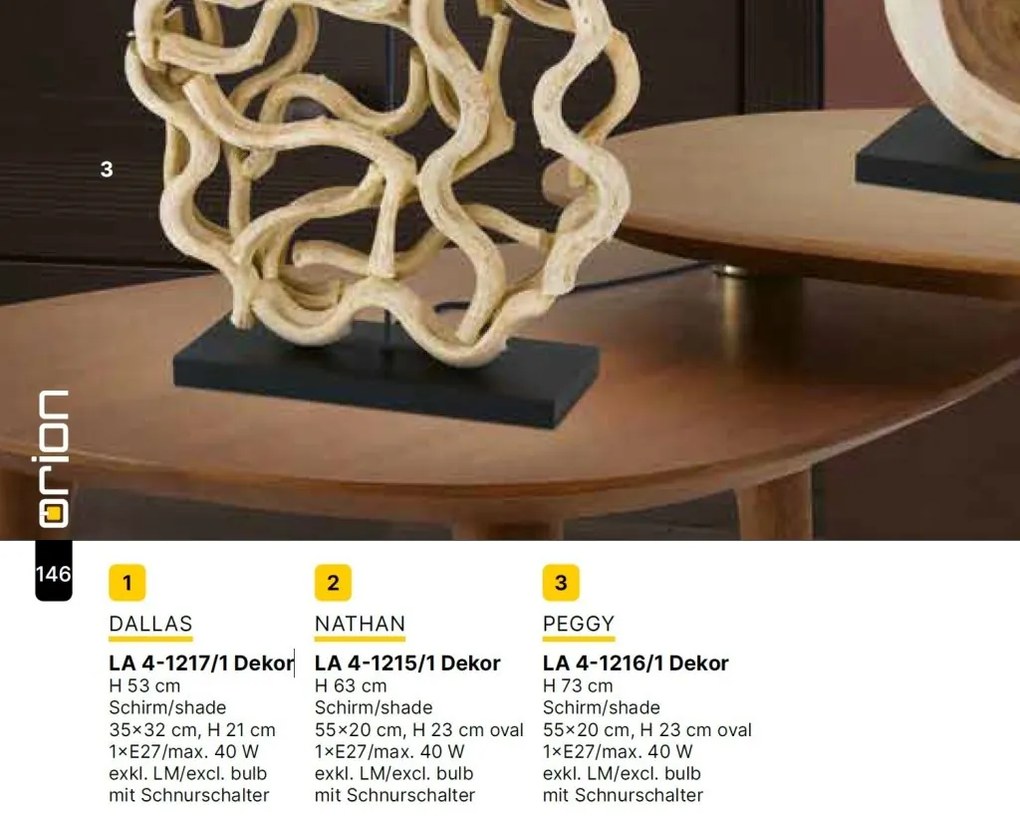 Veioza/Lampa de masa lemn design decorativ DALLAS