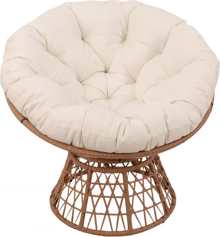 Scaun din ratan PE, rotativ 360 grade, perna Bej– Relaxare premium pentru grădina ta