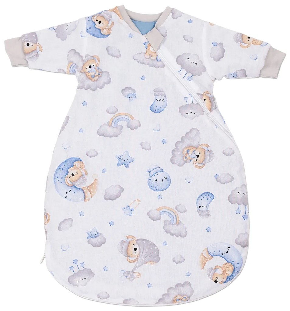 Sac de dormit copii cu maneci 0-3 luni Kidizi Koala Dreams Blue, 1 tog, bumbac 100%, pentru toamna/iarna