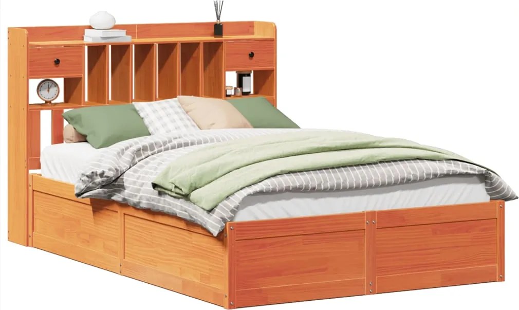 vidaXL Cadru de pat fără saltea, maro ceruit 150x200 cm lemn masiv pin