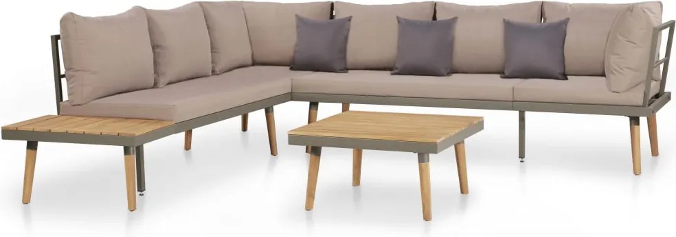 vidaXL Set mobilier grădină cu perne, 4 piese, maro, lemn acacia