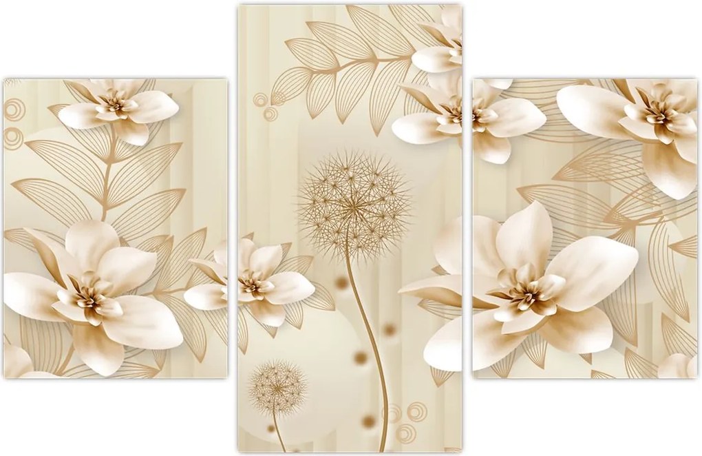 Tablou - Compoziție flori aurii (90x60 cm)