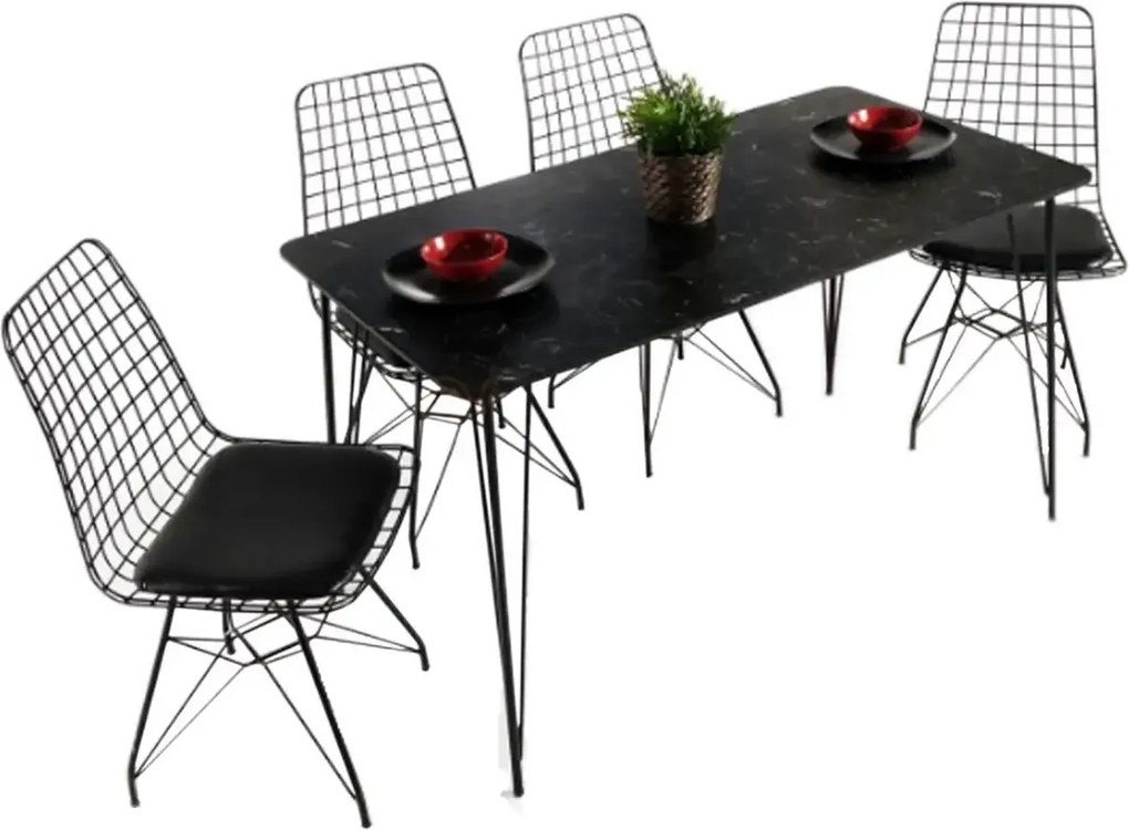 Resigilat:Masa bucatarie aspect marmura, Bety Homs 70 x 110 cm, negru