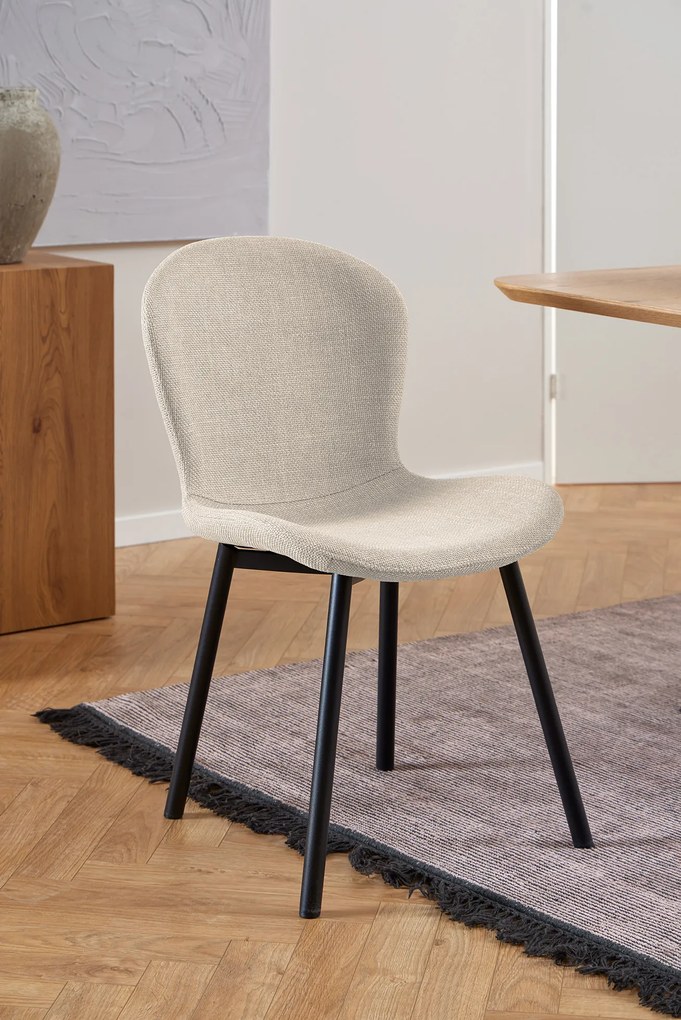 MAZZONI EXPORT FIORA Bej (material Basel 24) - SCAUN MODERN TAPIȚAT PENTRU SALON/SUFRAGERIE LOFT