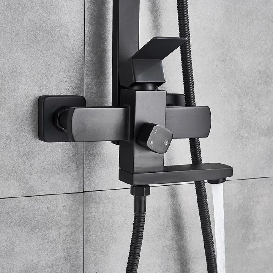 Baterie duș, design rafinat și finisaj elegant – Model Negru HS007 – Perfectă pentru Baia Ta Modernă