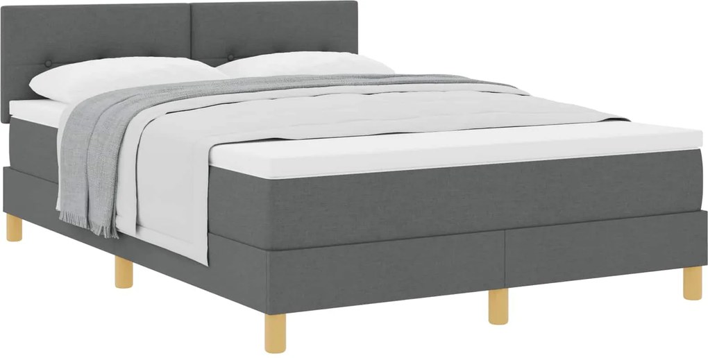 vidaXL Pat cu arcuri cu saltea Gri închis 140 x 200 cm țesătură