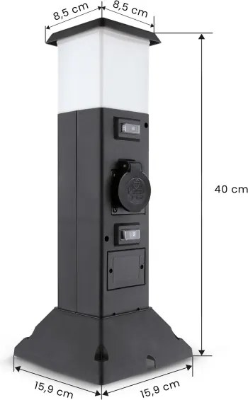Brilagi - Lampă de exterior cu 2 prize SCHUKO, soclu 1xE14/15W/230V, IP44, neagră