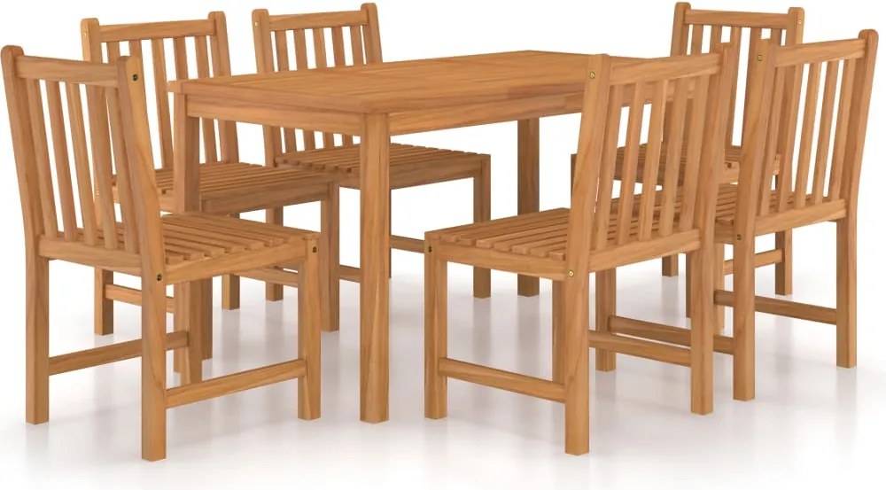 vidaXL Set de mobilier de grădină cu 7 piese, 140x80 cm, lemn masiv de tec