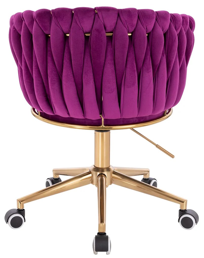 HR750K Scaun Fucsia din Catifea cu Bază Aurie