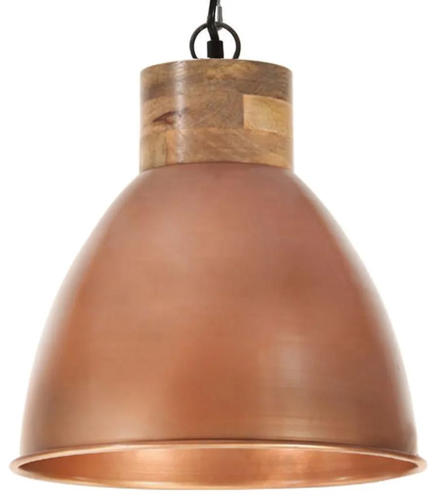 Lampa suspendata industriala aramiu 46 cm lemn masivfier E27 1, Maro, 46 cm, 1