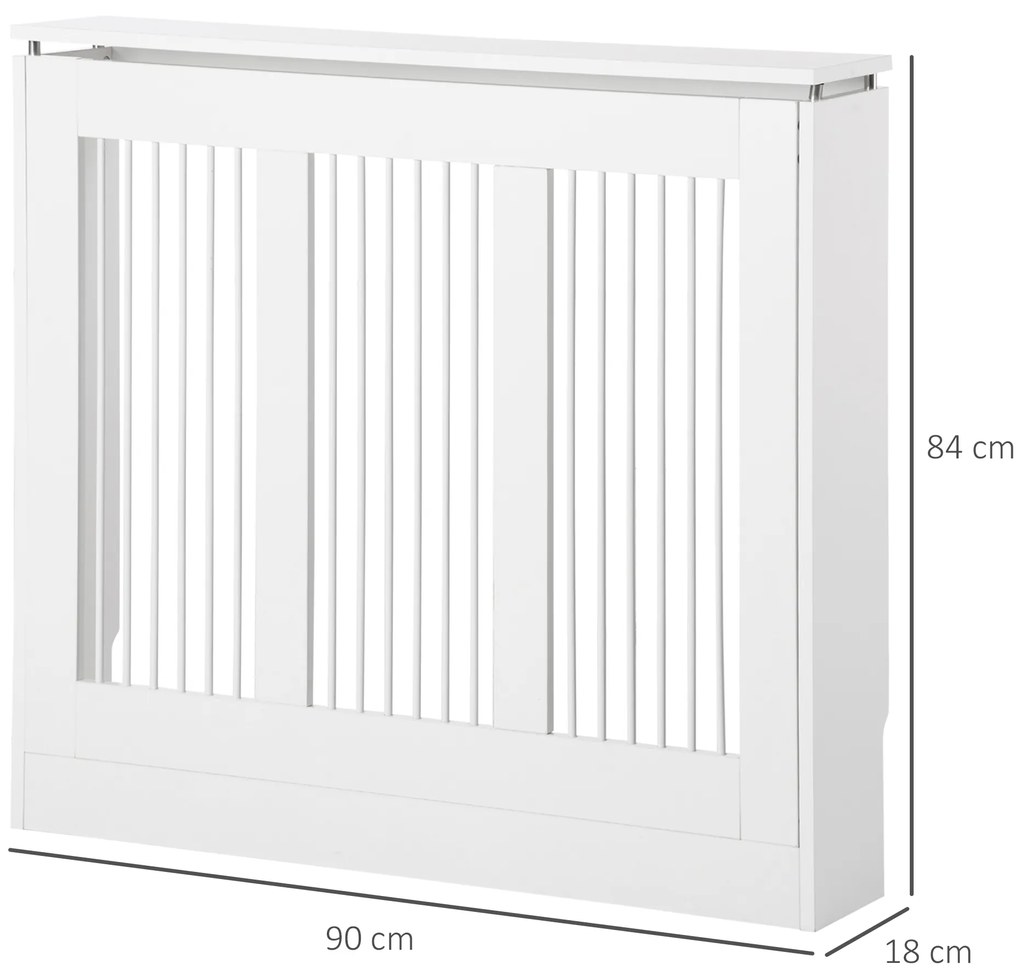 HOMCOM Masca Radiator Moderna din MDF si Otel Alb 90x18x84cm Protectie si Decor pentru Calorifer | Aosom Romania