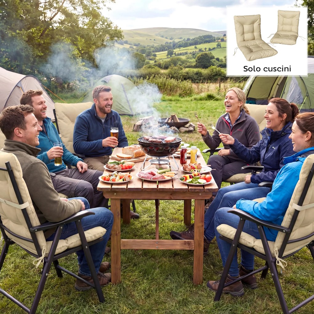 Outsunny Set 2 Perne pentru Scaune de Exterior cu Curele de Fixare, Perne Umplute din Poliester și Bumbac, pentru Șezlong sau Fotoliu, 50x120x8 cm, Bej | Aosom Romania