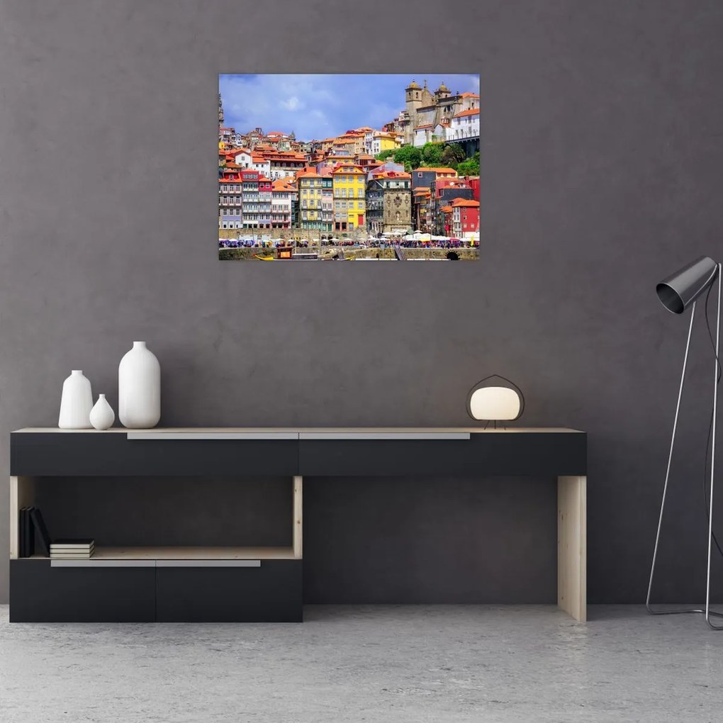 Tablou pe sticlă - Ribeira, Portugalia (70x50 cm)
